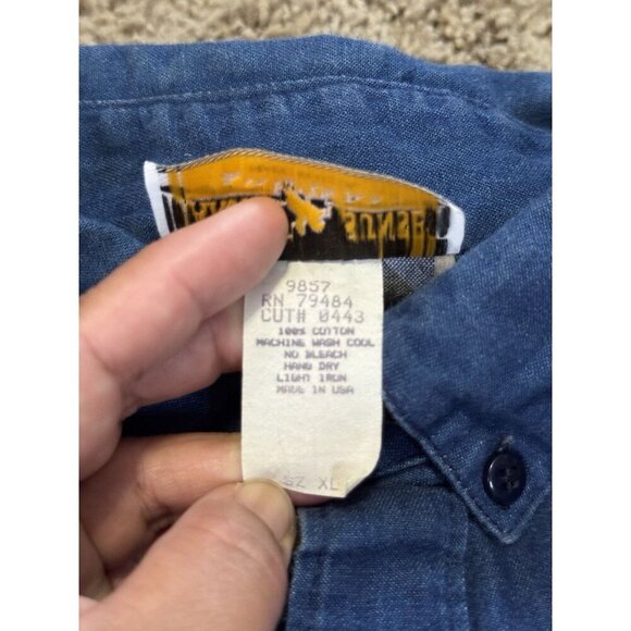 Vintage Dakota Sunset Chambray Western Long Sleeve Button Down Striped USA XL - Picture 5 of 10